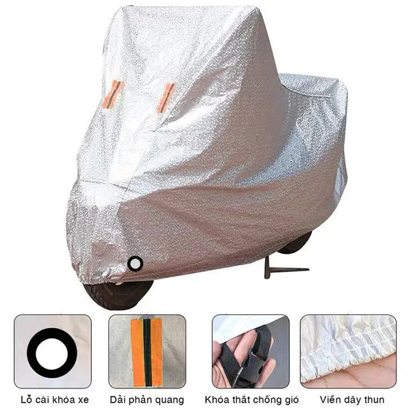 Bạt phủ trùm xe máy KAW Full Size, Bạt Trùm Xe Máy Vải Dù Tráng Nhôm 3 Lớp, che nắng che mưa loại dày