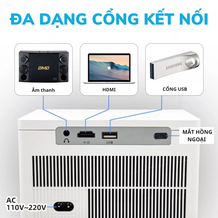Máy chiếu mini KAW K550, Android 10, RAM 2G, ROM 8G - Hàng chính hãng bảo hành 1 đổi 1