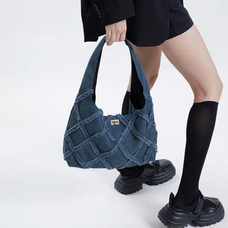 Túi vải tote đeo vai denim có khoá hàng qc
