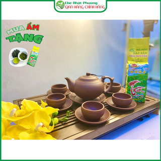Bộ ấm chén tử sa Bát Tràng (Mẫu chân nhỏ ấm nâu nguyên mộc 330ml)