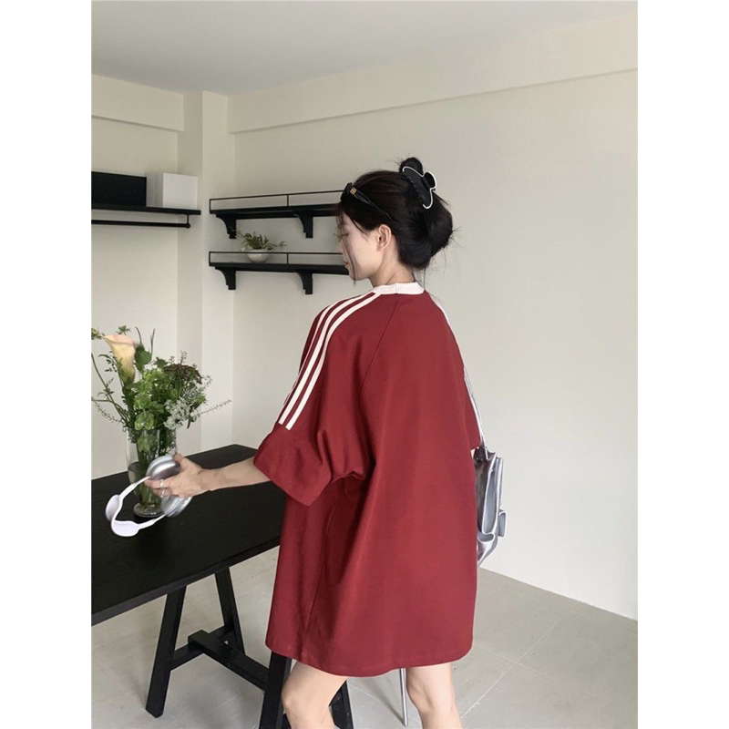 Áo Thun Baby Tee Phối màu đen đỏ chất cotton khô Áo Phông Tay Lỡ from siêu dẹp