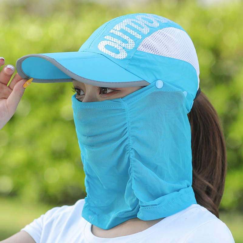 Mũ nón chống nắng kèm khẩu trang lưới che mặt dành cho cả nam và nữ_ mũ lưỡi trai