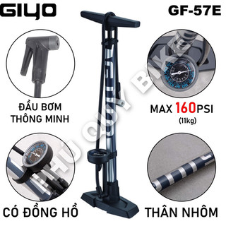 Bơm xe đạp/xe máy 160psi giyo gf-57e thân nhôm van thông minh