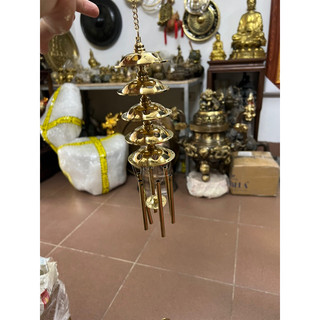 Chuông gió phong thủy  6 ống 5 tầng bằng đồng vàng nguyên chất