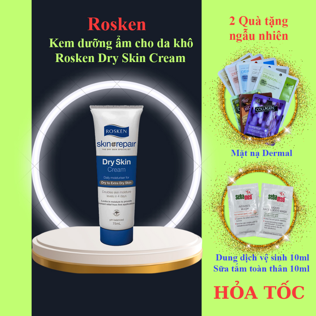 Kem dưỡng ẩm cho da khô Rosken Dry Skin Cream 75ml - cấp ẩm tức thời, giảm khô nứt, giảm thâm