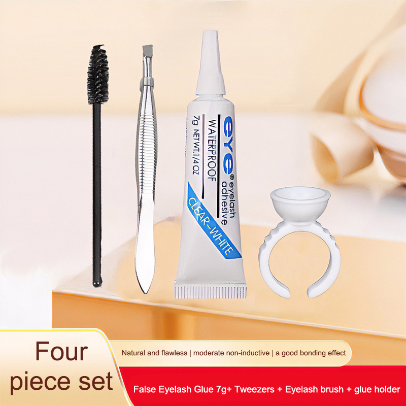 Ranliy💗Bộ Bốn Món Keo Dán Lông Mi Giả Kèm Khay Nhẫn Chuyên Dụng