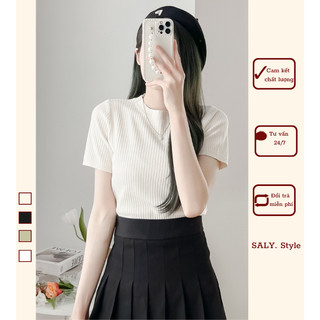 Áo len cổ tròn cộc tay trơn dáng basic dễ mix đồ 247store - Aolencoctay3029_P0K45