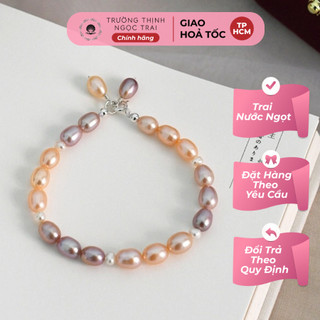 Vòng Tay Ngọc Trai Gạo Hạt Dài Khóa Bạc Trẻ Trung - Ngọc Trai Trường Thịnh