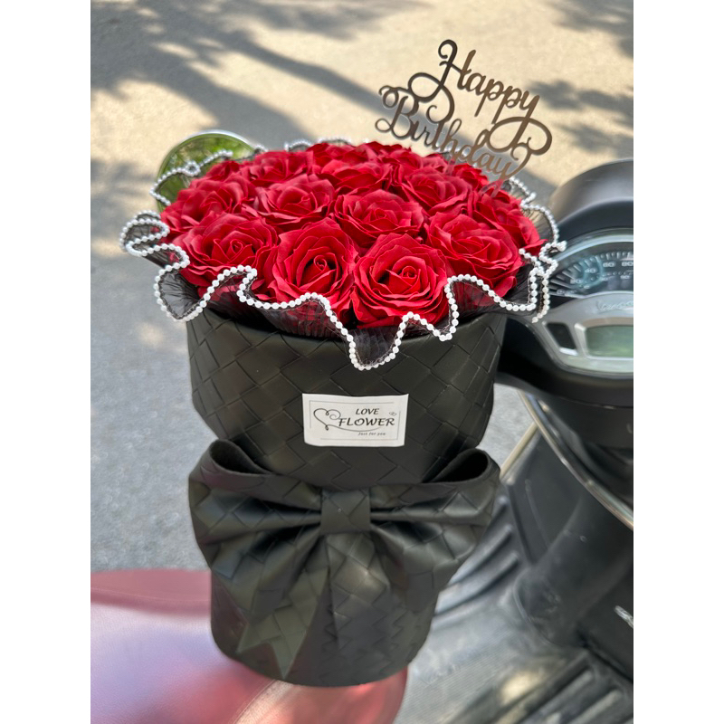 Giấy gói hoa - Cuộn Voan Ngọc, Voan sóng viền ngọc trang trí bó hoa 28cm*4.5m