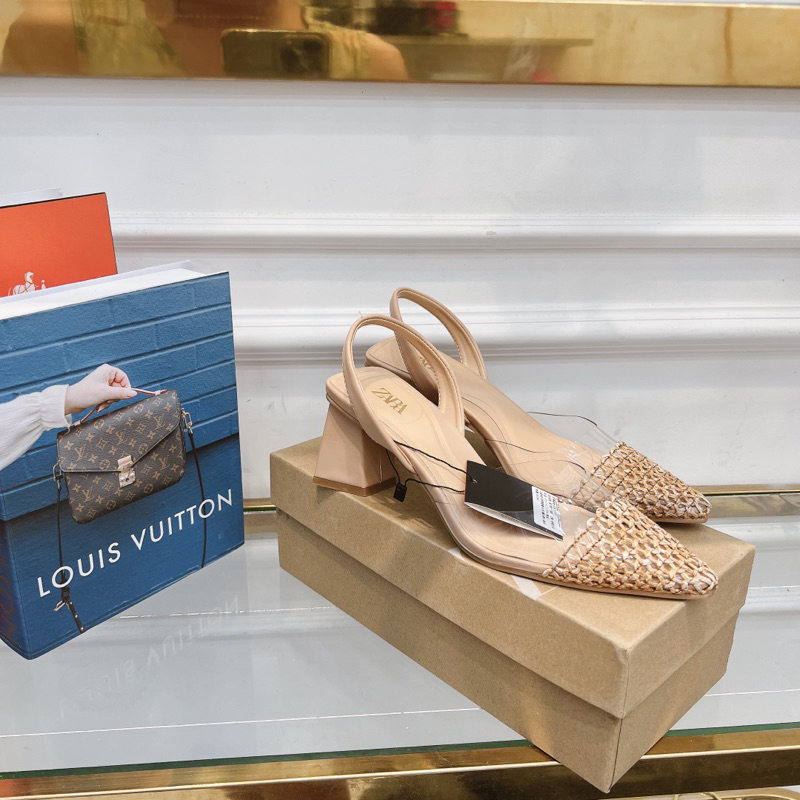 Sandal Za.ra Gót Vuông 5cm Mũi Cói Fullbox - CERIHOUSE