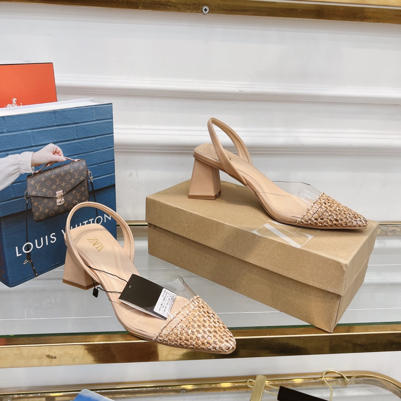 Sandal Za.ra Gót Vuông 5cm Mũi Cói Fullbox - CERIHOUSE