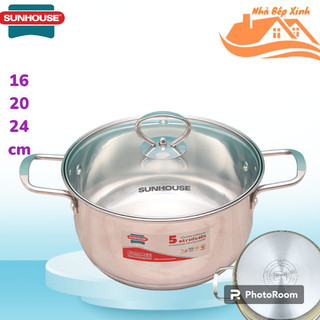 Lẻ bộ nồi inox bếp từ 5 đáy cao cấp sunhouse shg788-16 / shg788-20 / shg788-24