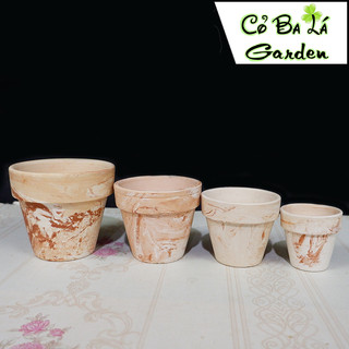 Chậu đất nung marble mini,phù hợp trồng xương rồng sen đá