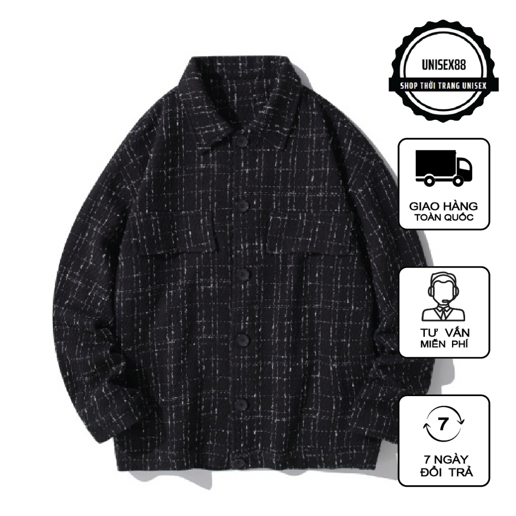 Áo khoác dạ Nam 2 lớp màu đen chất liệu dạ tweed nhập khẩu cao cấp