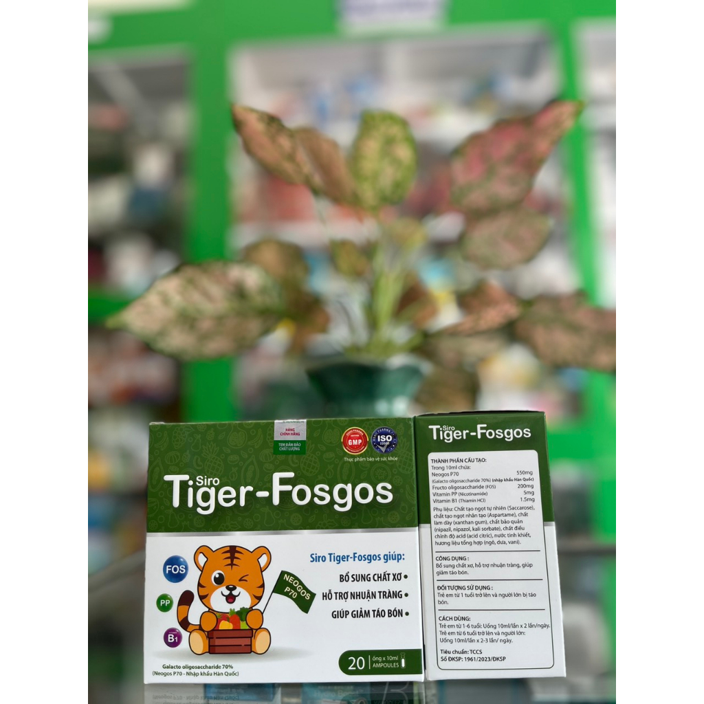Siro Tiger Fosgos - Chất xơ thay rau cho các bé lười ăn rau, giảm táo bón - Hộp 20 ống - NT Bình An