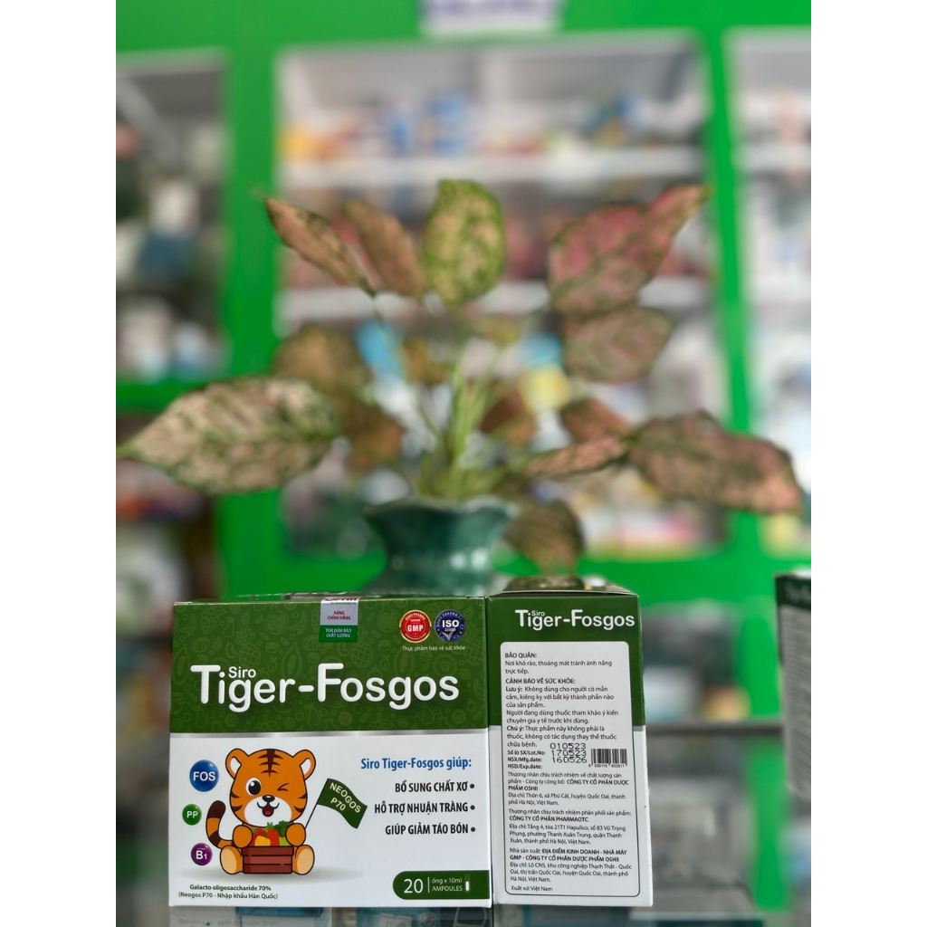 Siro Tiger Fosgos - Chất xơ thay rau cho các bé lười ăn rau, giảm táo bón - Hộp 20 ống - NT Bình An