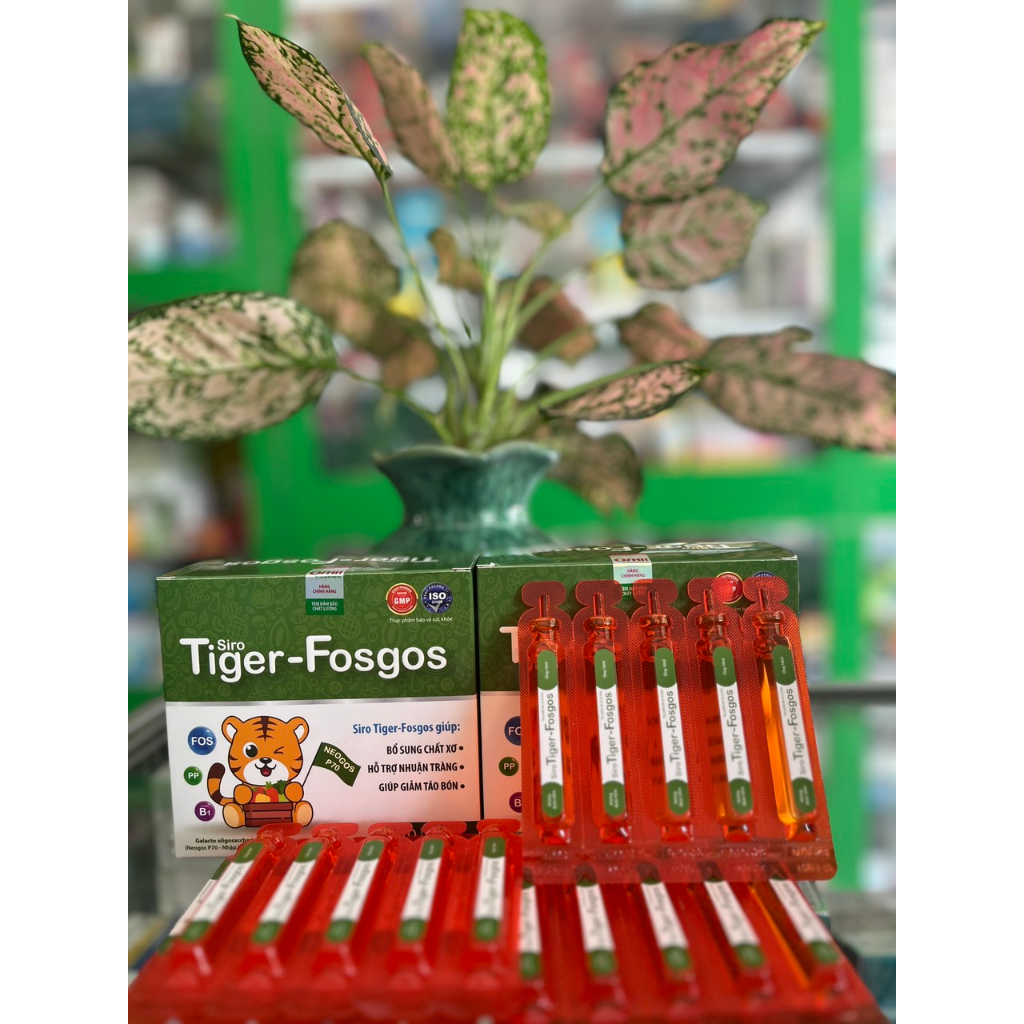 Siro Tiger Fosgos - Chất xơ thay rau cho các bé lười ăn rau, giảm táo bón - Hộp 20 ống - NT Bình An
