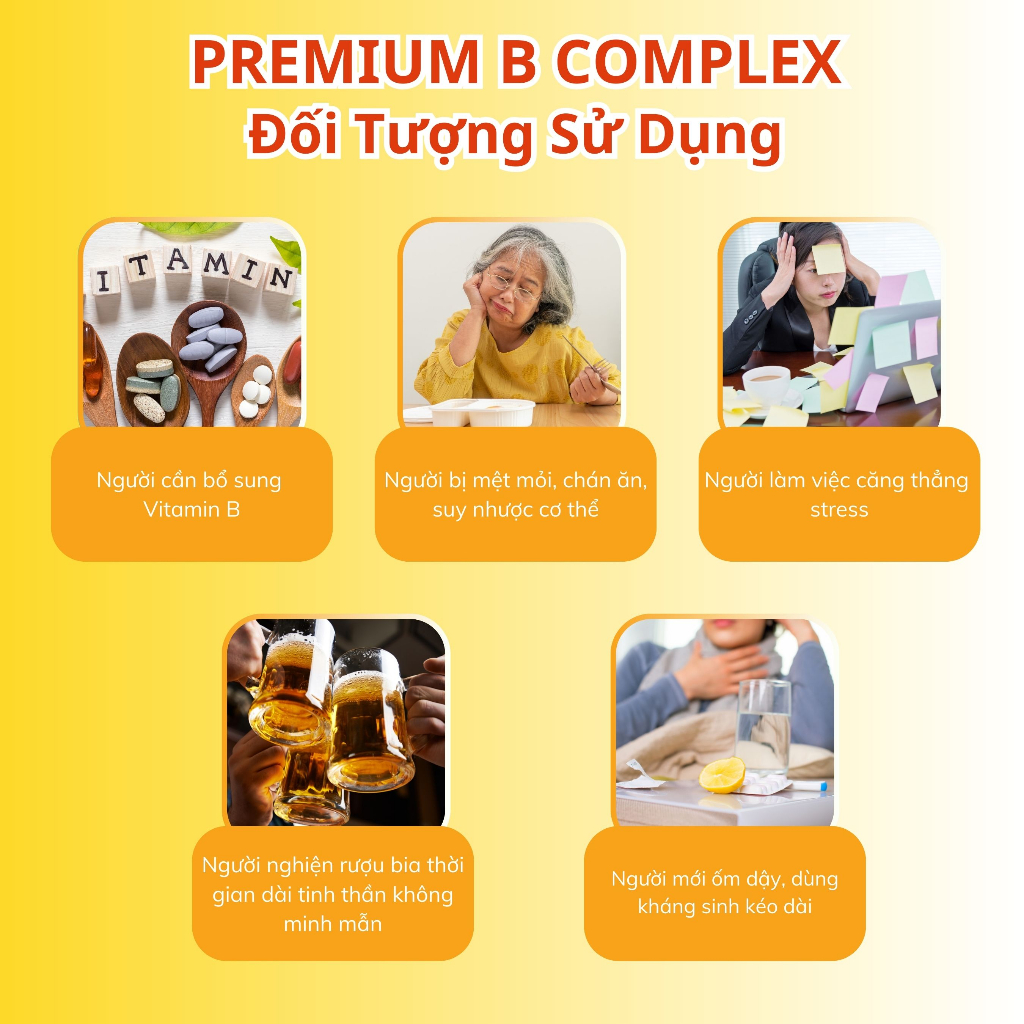 COMBO 2 Hộp Viên uống NUTRIONELIFE Premium B Complex Ăn Ngon, hỗ trợ giảm mệt mỏi  500mg x 30 Viên