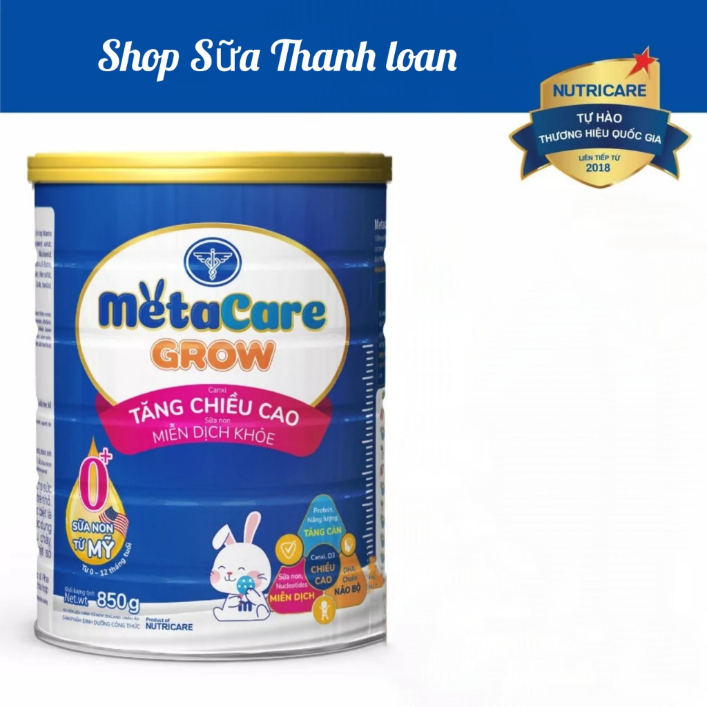 [HSD T11-2025] Sữa Bột Nutricare MetaCare GROW 0+ 850g Tăng Chiều Cao Và Miễn Dịch.