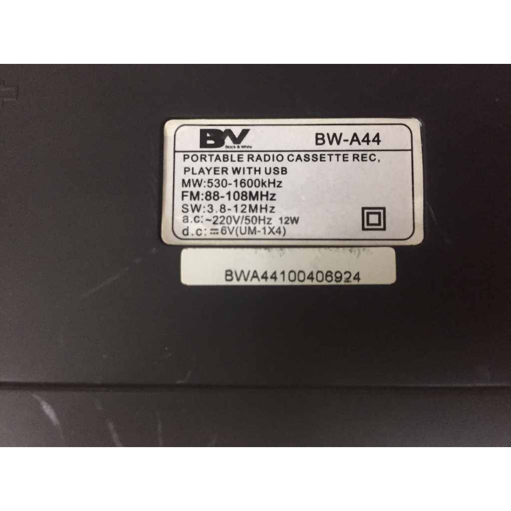 Radio Cassette BLACK&WHITE