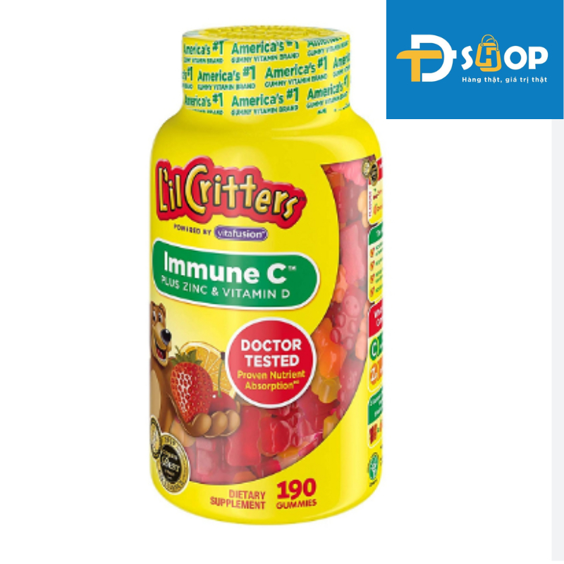 Kẹo dẻo bổ sung vitamin C và tăng sức đề kháng L’il Critters Immune C 190 viên