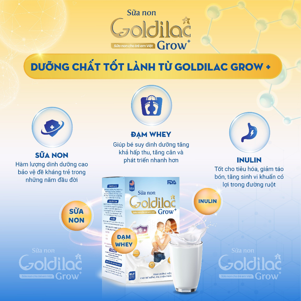 Sữa Non cho bé GOLDILAC GROW - Giúp Bé Cải Thiện Tiêu Hóa, Ăn Ngon Ngủ Ngon, Tăng Cường Hệ Miễn Dịch