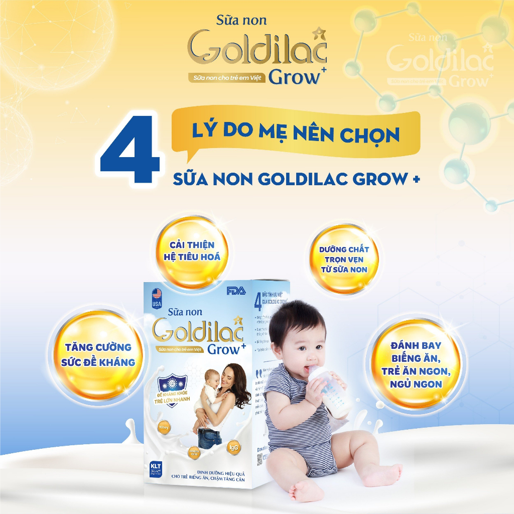 Sữa Non cho bé GOLDILAC GROW - Giúp Bé Cải Thiện Tiêu Hóa, Ăn Ngon Ngủ Ngon, Tăng Cường Hệ Miễn Dịch