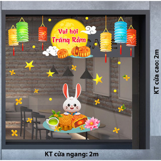 Decal trang trí tết trung thu vui dưới ánh trắng