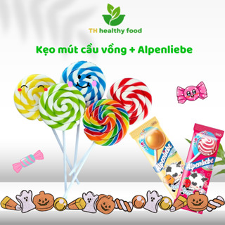 Kẹo mút cầu vồng Lollipop hương vị trái cây thơm ngon, Kẹo mút Alpenliebe vị sữa caramel và dâu kem