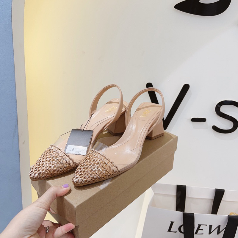 Sandal Za.ra Gót Vuông 5cm Mũi Cói Fullbox - CERIHOUSE