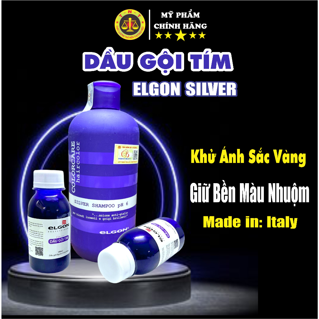DẦU GỘI TÍM ELGON, dầu gội khử vàng và giữ màu dành cho tóc tẩy nhuộm màu thời trang | TNT.HAIR