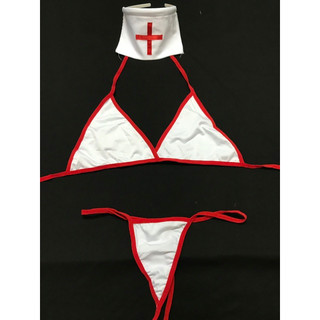 Set bikini y tá sexy - bộ đồ lót nữ kèm cài tóc cosplay y tá gợi cảm