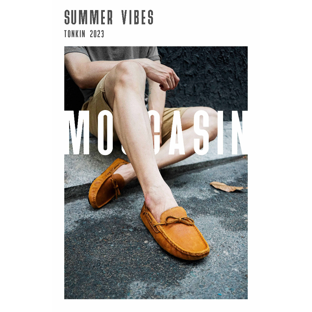 Giày lười nam MOCCASIN màu tan, giày da nam, giày boat công sở cổ điển thanh lịch thương hiệu TONKIN