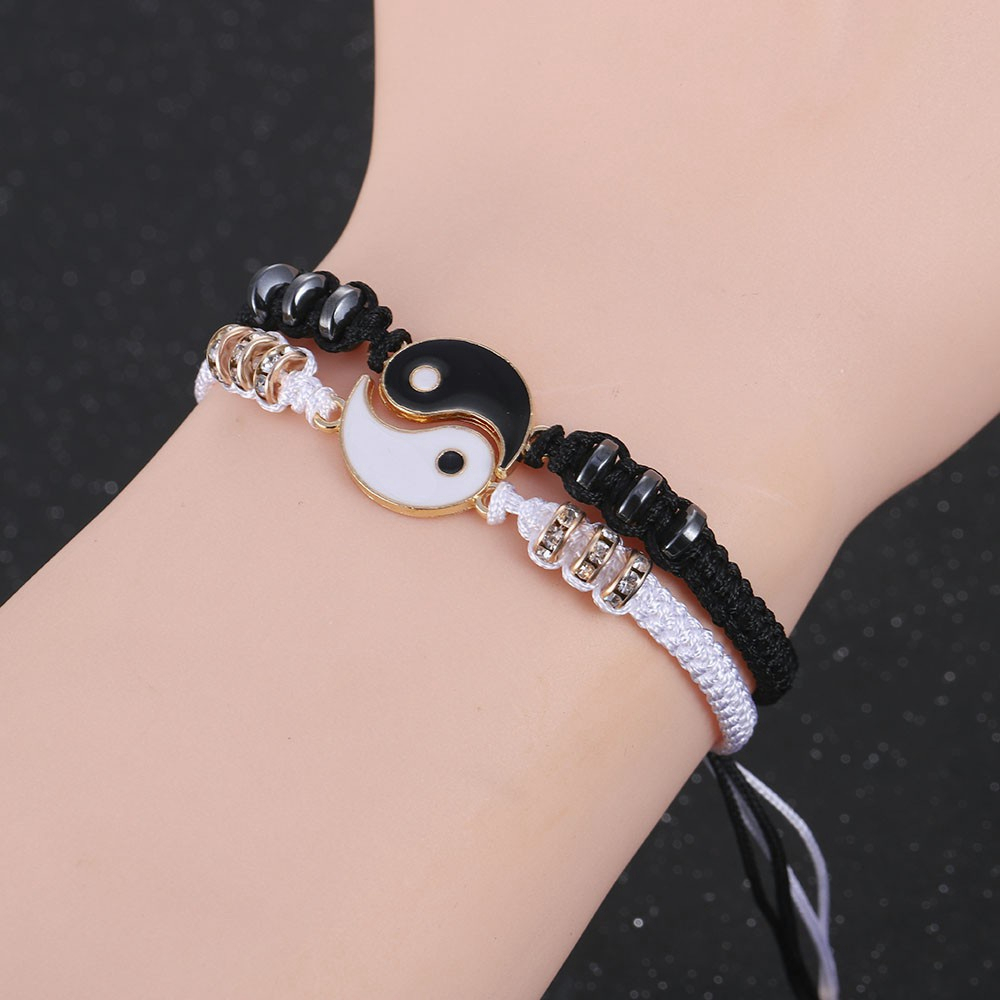 🍒🍒CHERRYKOKO Vòng tay bằng hợp kim thiết kế mặt dây kết hợp âm dương thời trang cho cặp đôi