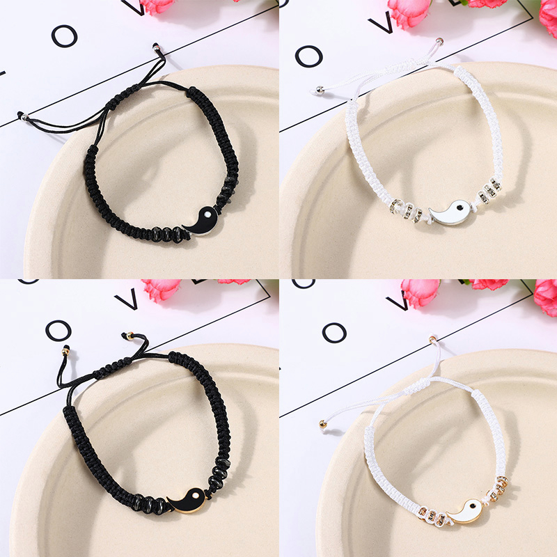 🍒🍒CHERRYKOKO Vòng tay bằng hợp kim thiết kế mặt dây kết hợp âm dương thời trang cho cặp đôi