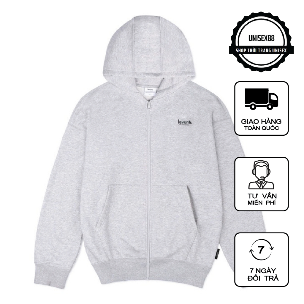 Áo Hoodie Levents Zip xám Mini Logo/ Grey