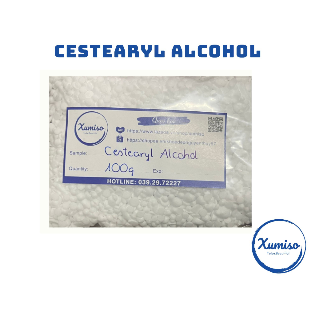 Cestearyl Alcohol - Sáp tạo đặc , nhũ hóa trong kem, dầu gội - Nguyên liệu mỹ phẩm - Xumiso -100G