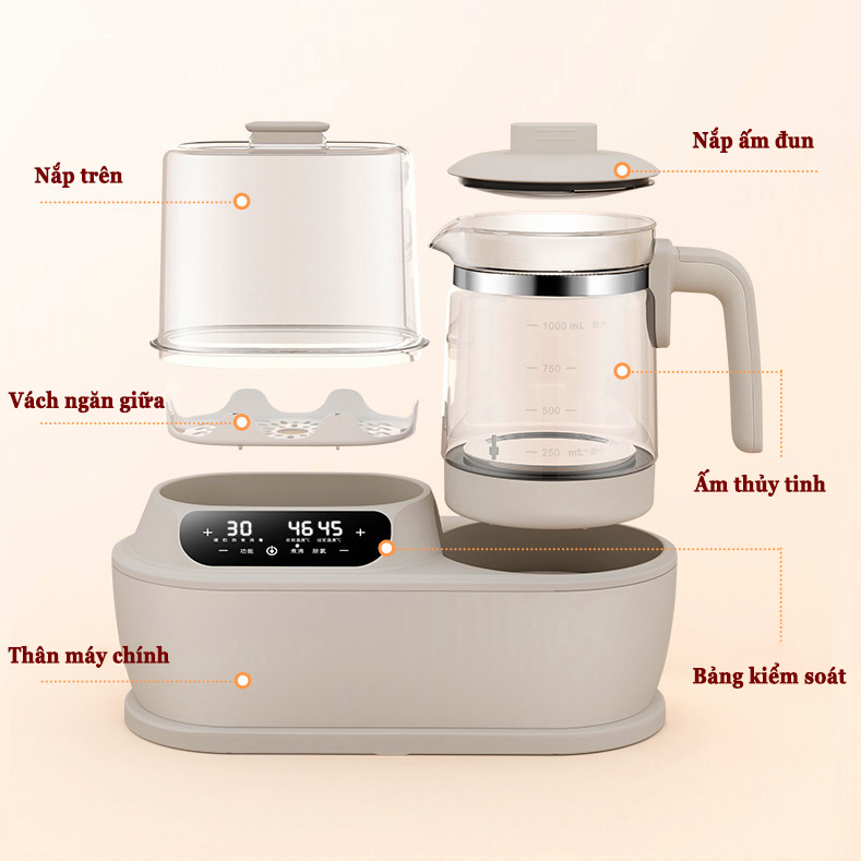 Máy hâm sữa đa năng Ấm nấu nước cho bé Máy làm ấm bình sữa, tiệt trùng bình, khử clo, hâm thức ăn, máy đun nước