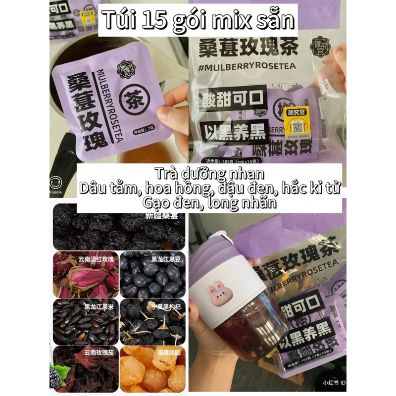 Set trà dưỡng nhan cao cấp trà táo đỏ hắc kỷ tử dâu tằm hoa hồng