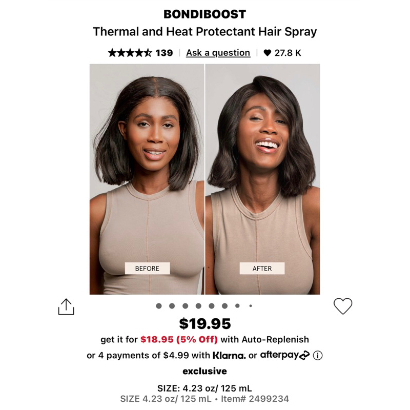 Xịt dưỡng tóc tạo kiểu BondiBoost Thermal and Heat Protectant mini 50ml