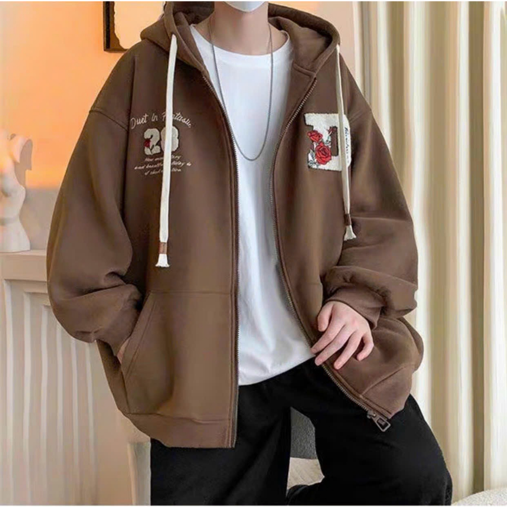 Áo Khoác Hoodie Nam Nữ Phối Theo Phong Cách Hàn Quốc Form Rộng Hình Thêu Siêu Đẹp Cực Chất Lượng Hàng Hot Trend