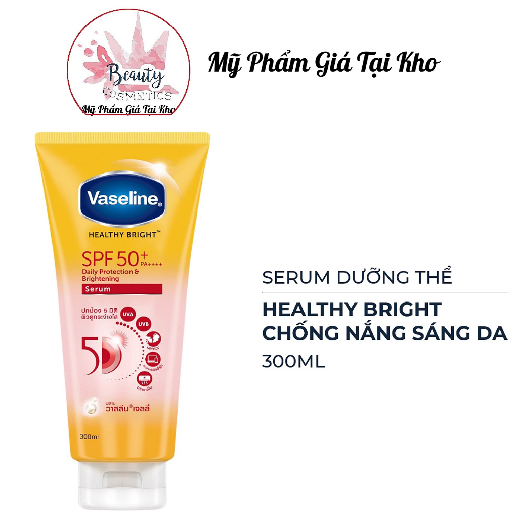 Serum chống nắng cơ thể Vaseline 50x bảo vệ da với SPF 50+ PA++++ giúp da sáng hơn gấp 2X 300ml