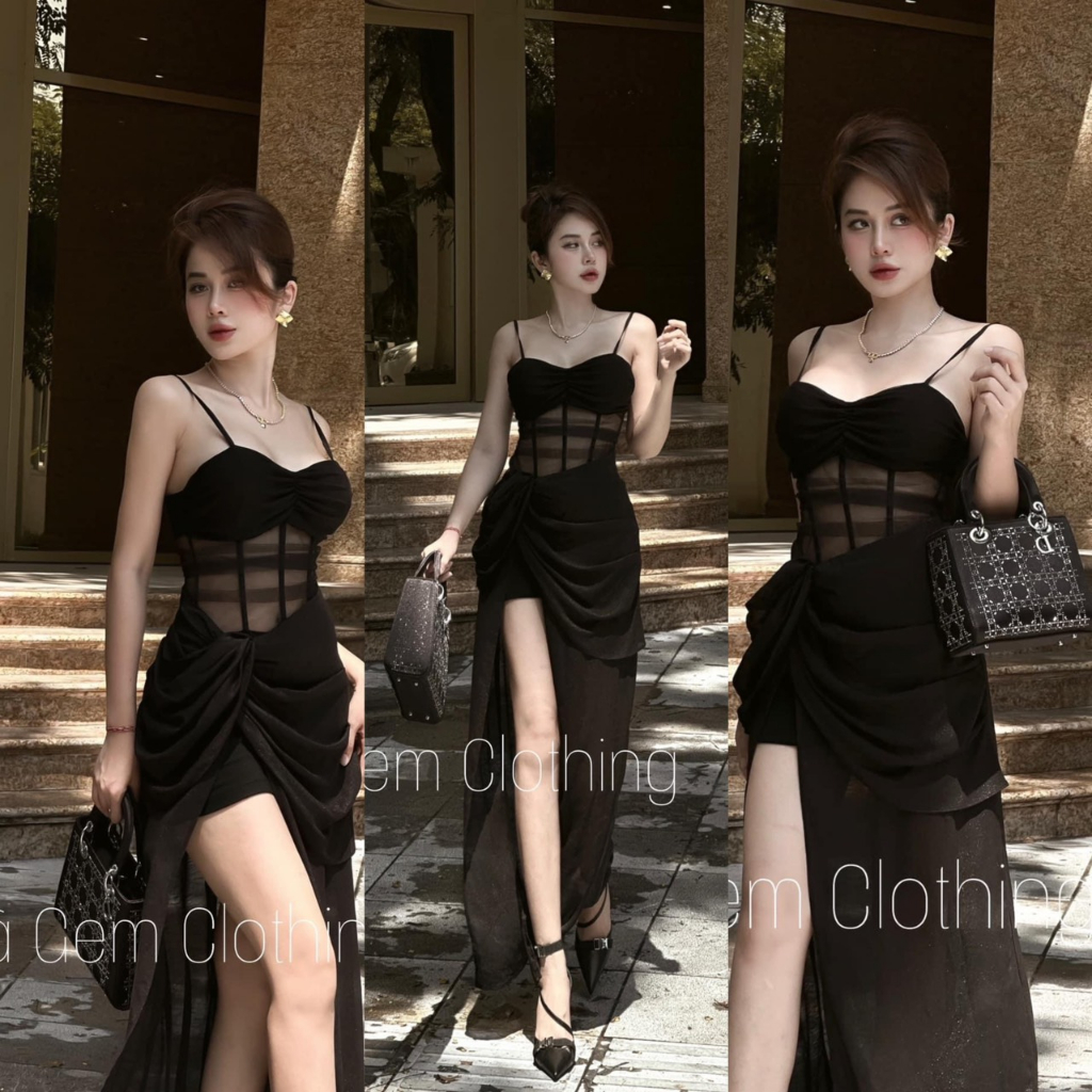 Đầm xẻ đùi. Có 1 màu. KÈm hình chụp thật 100%. Size dưới 54kg vừa . Đơn giản mà đẹp. MUa nhanh kẻo hết nha