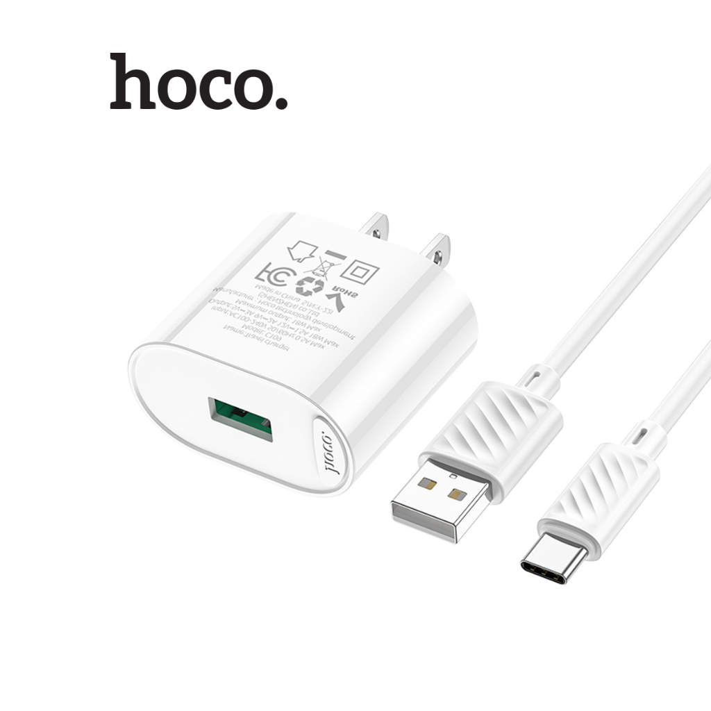Bộ sạc nhanh USB to Type-C Hoco C109 PD18W+QC3.0  dùng cho android ,dài 100cm, chân dẹt