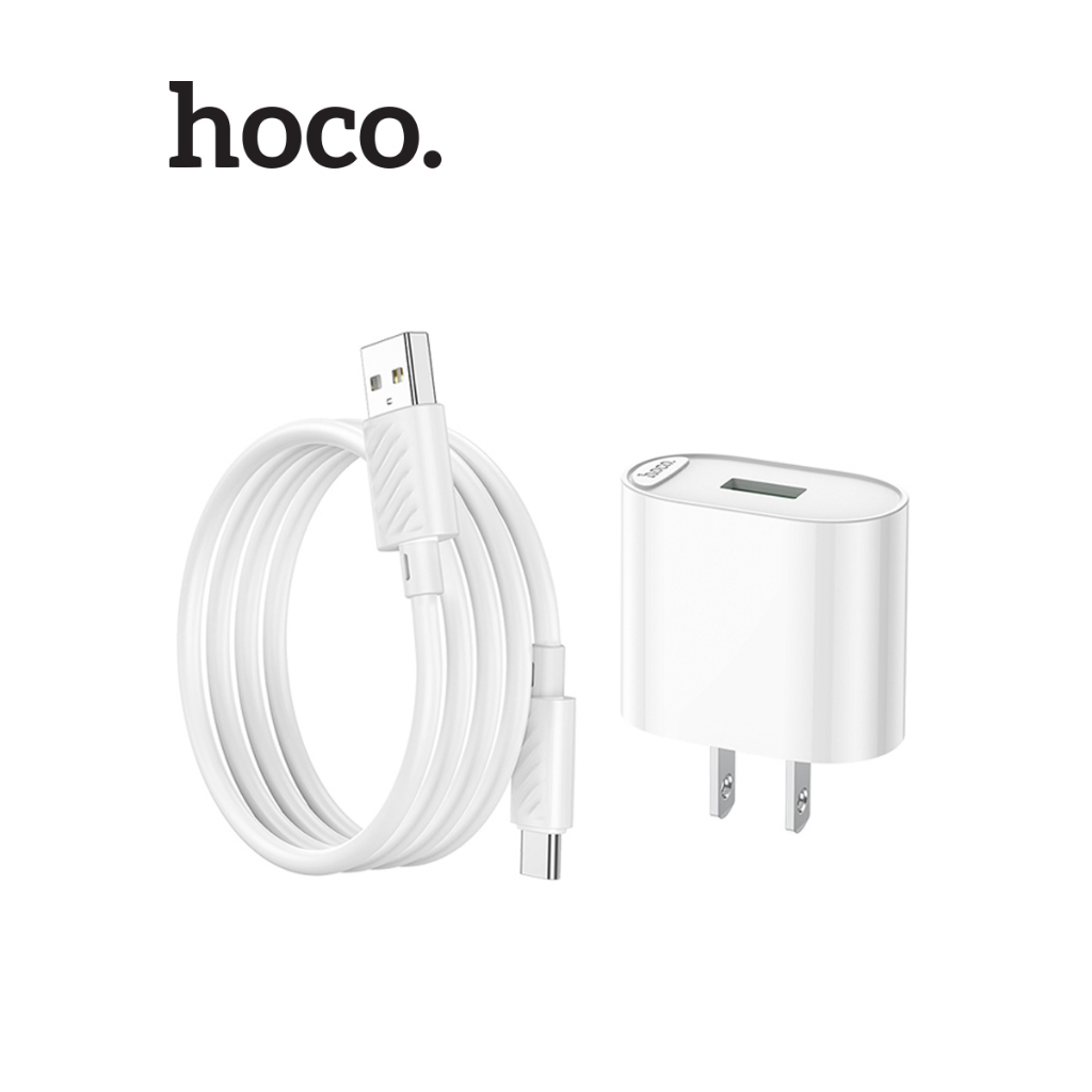 Bộ sạc nhanh USB to Type-C Hoco C109 PD18W+QC3.0  dùng cho android ,dài 100cm, chân dẹt