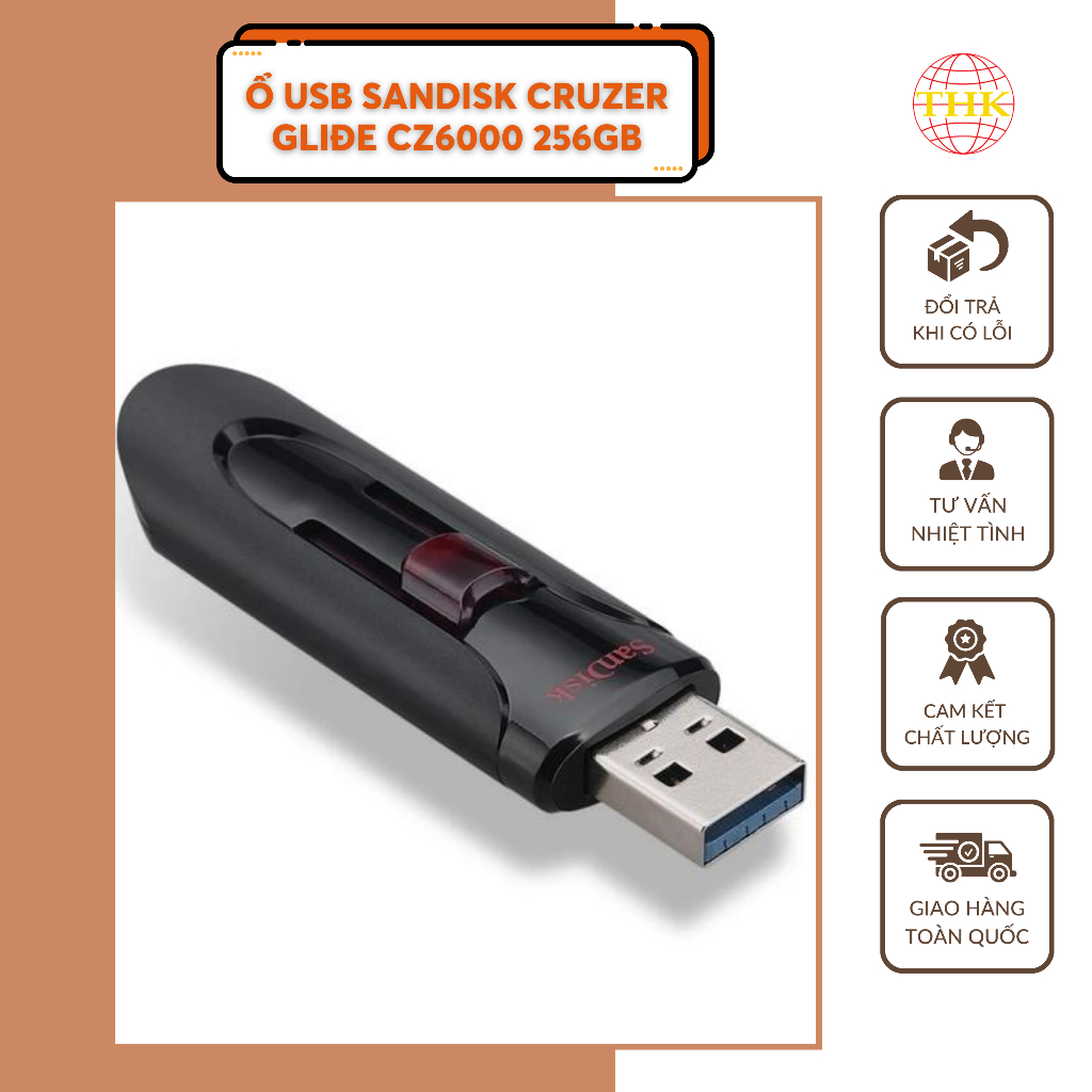 Ổ USB Sandisk Cruzer Gliđe CZ600 USB 3.0 , Hiệu Suất Vượt Trội Dung Lượng Siêu Lớn 256GB