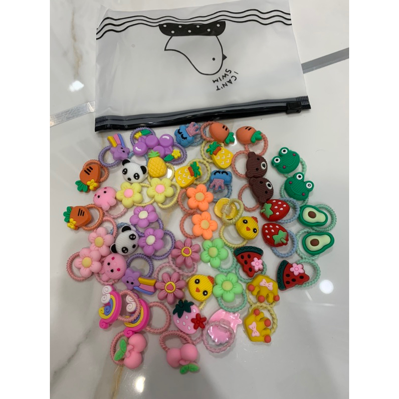 Túi 50 dây thun buộc tóc cho bé mix nhiều hình khác nhau siêu cute