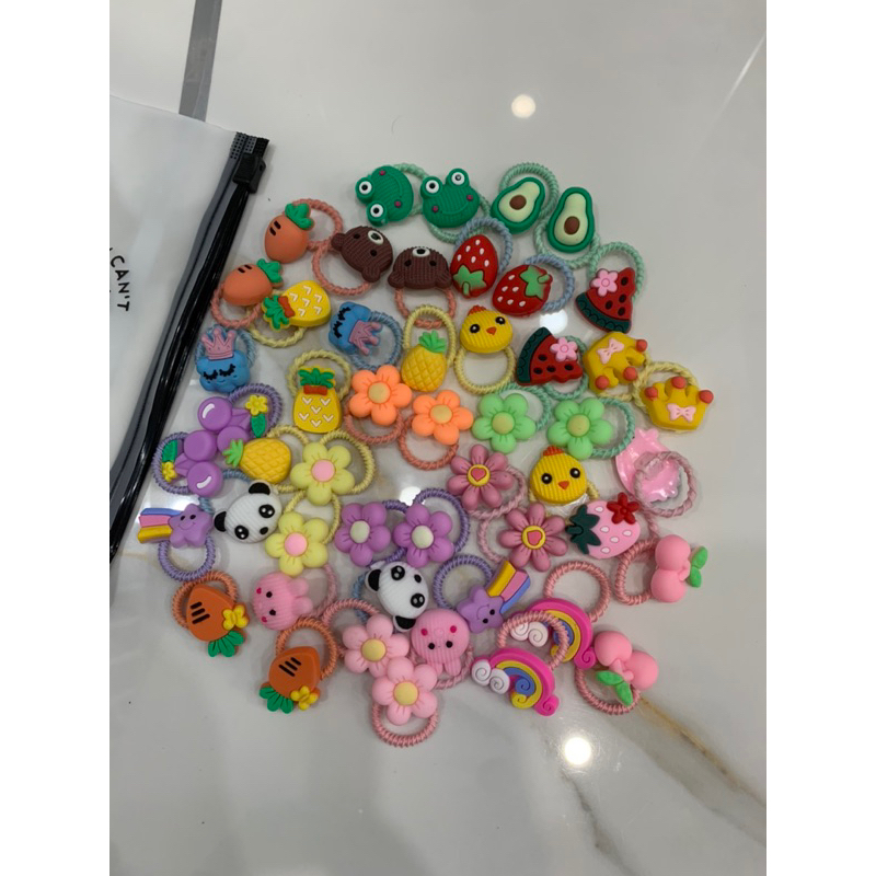 Túi 50 dây thun buộc tóc cho bé mix nhiều hình khác nhau siêu cute