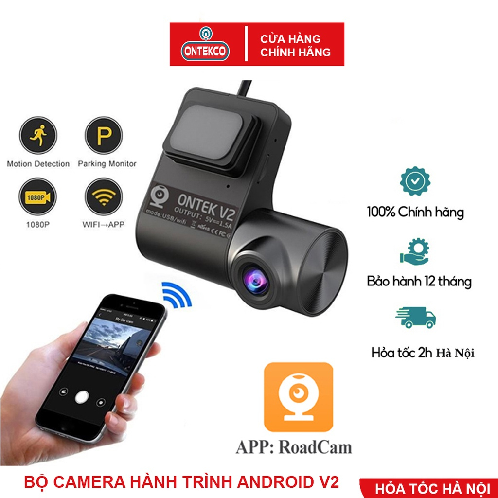 Camera hành trình Wifi ONTEKCO V8 PRO / V8 USB / V2, Góc rộng 2.0MPX / Camera kết nối màn android chính hãng - ONTEKCO | BigBuy360 - bigbuy360.vn