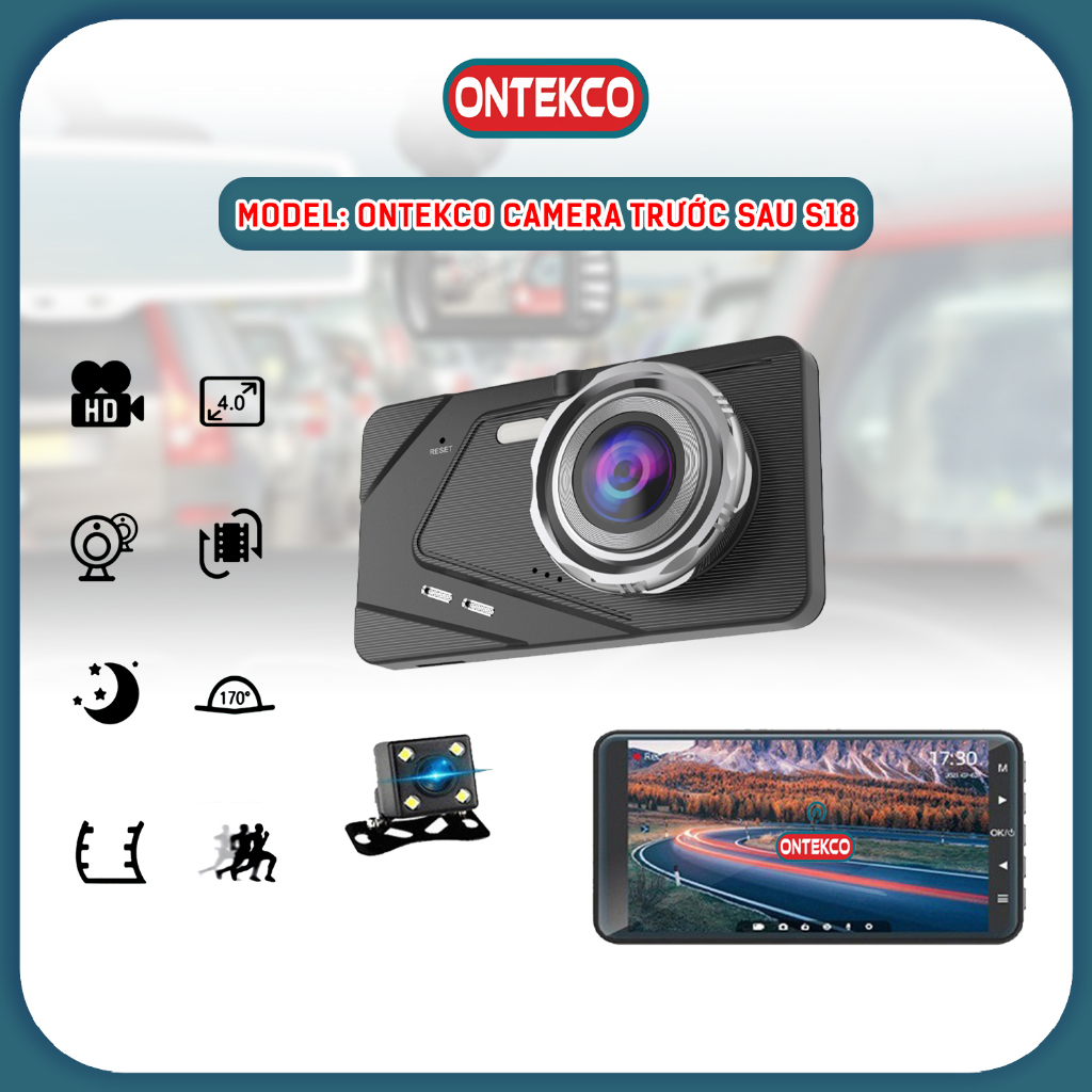 Camera hành trình ONTEKCO S18 trước và sau chính hãng Full HD 1080 cao cấp - ONTEKCO | BigBuy360 - bigbuy360.vn